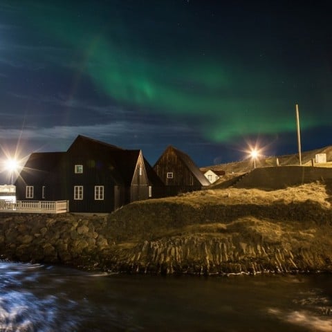 Hofsós during Northern Lights Night