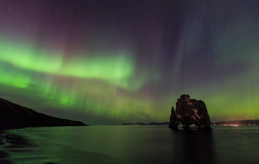 Hvítserkur in Northern Lights