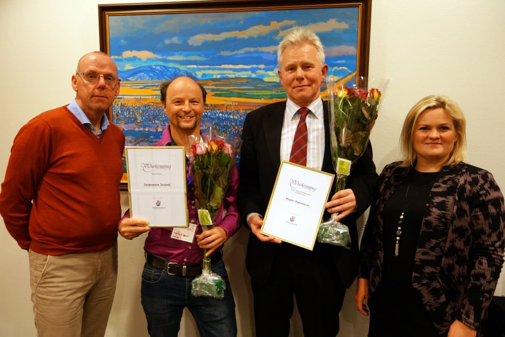 Frá hægri: Elías Bj Gíslason forstöðumaður Ferðamálastofu á Akureyri, Andreas Baumgartner eigandi In…